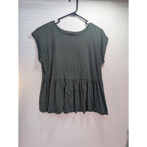Loft Peplum Top In Olive Green, Size XS Womens
